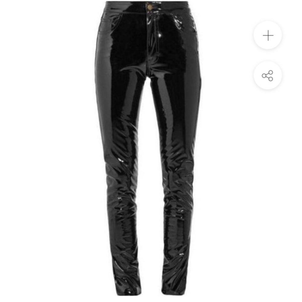 Black patent mid waisted pants